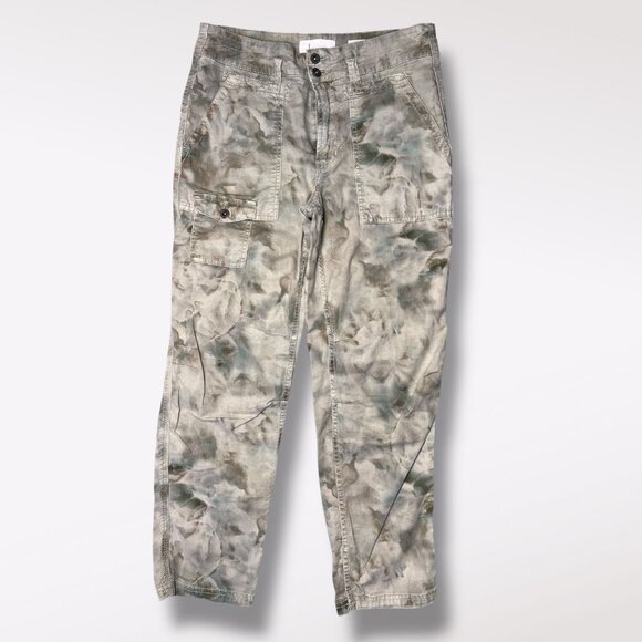 Anthropologie Wanderer Cargo Pants Tie Dye Camo Print Linen Blend 27 Petite - Picture 1 of 9